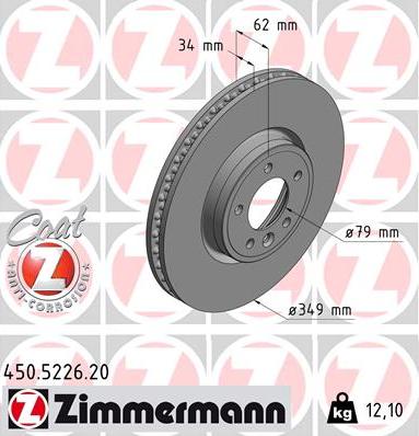 Zimmermann 450.5226.20 - Гальмівний диск autocars.com.ua