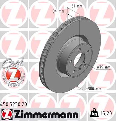 Zimmermann 450.5230.20 - Гальмівний диск autocars.com.ua