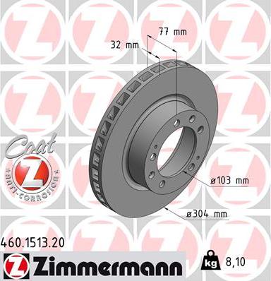 Zimmermann 460.1513.20 - Гальмівний диск autocars.com.ua