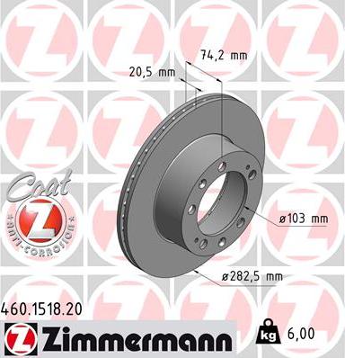 Zimmermann 460.1518.20 - Гальмівний диск autocars.com.ua