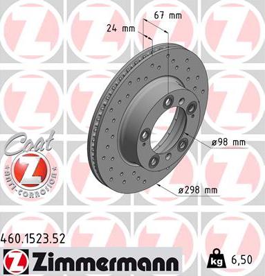 Zimmermann 460.1523.52 - Гальмівний диск autocars.com.ua