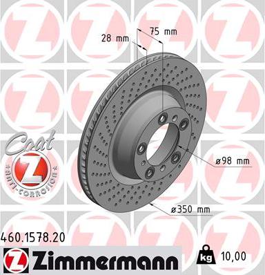 Zimmermann 460.1578.20 - Гальмівний диск autocars.com.ua