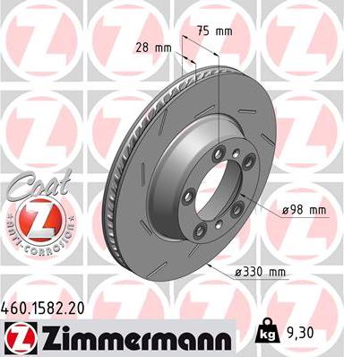 Zimmermann 460.1582.20 - Гальмівний диск autocars.com.ua