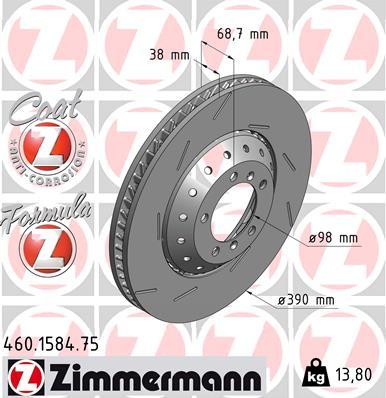 Zimmermann 460.1584.75 - диск гальмівний FORMULA Z лівий autocars.com.ua