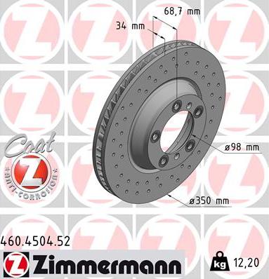 Zimmermann 460.4504.52 - Гальмівний диск autocars.com.ua