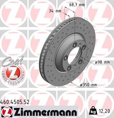 Zimmermann 460.4505.52 - Гальмівний диск autocars.com.ua