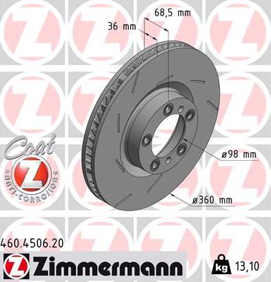 Zimmermann 460.4506.20 - Гальмівний диск autocars.com.ua