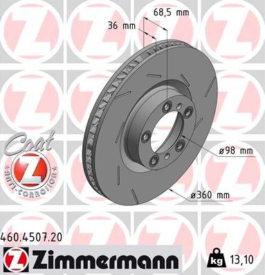 Zimmermann 460.4507.20 - Гальмівний диск autocars.com.ua