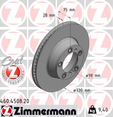 Zimmermann 460.4508.20 - Гальмівний диск autocars.com.ua