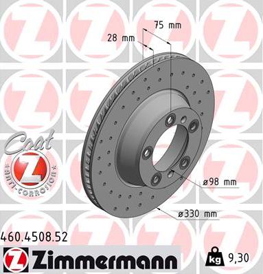 Zimmermann 460.4508.52 - Гальмівний диск autocars.com.ua