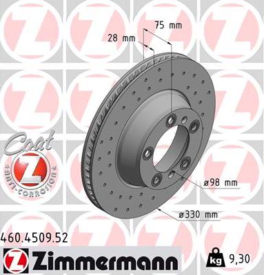 Zimmermann 460.4509.52 - Гальмівний диск autocars.com.ua