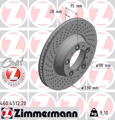 Zimmermann 460.4512.20 - Гальмівний диск autocars.com.ua