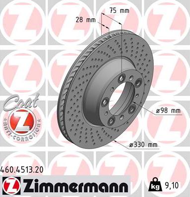 Zimmermann 460.4513.20 - Гальмівний диск autocars.com.ua