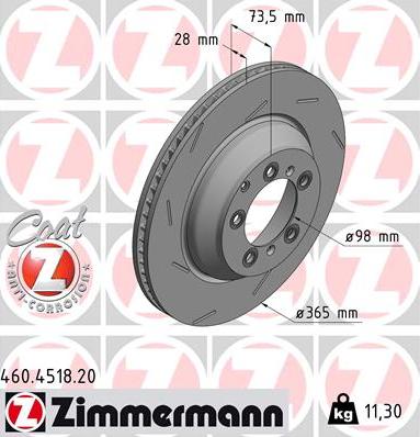 Zimmermann 460.4518.20 - Гальмівний диск autocars.com.ua