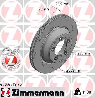 Zimmermann 460.4519.20 - Гальмівний диск autocars.com.ua