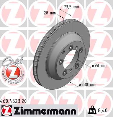 Zimmermann 460.4523.20 - Гальмівний диск autocars.com.ua