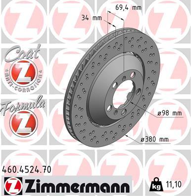 Zimmermann 460.4524.70 - Гальмівний диск autocars.com.ua