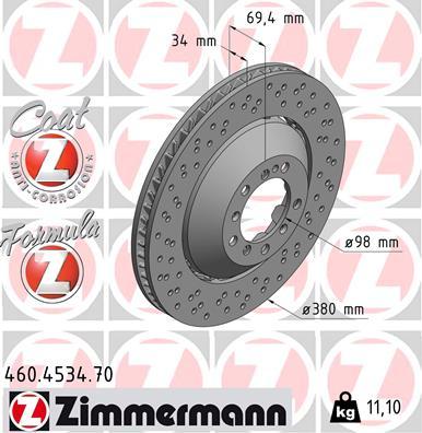 Zimmermann 460.4534.70 - Гальмівний диск autocars.com.ua