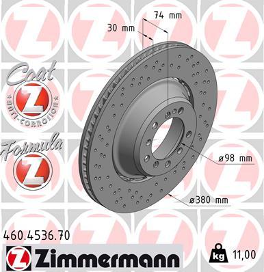 Zimmermann 460.4536.70 - Гальмівний диск autocars.com.ua