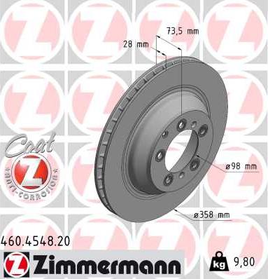 Zimmermann 460.4548.20 - Гальмівний диск autocars.com.ua