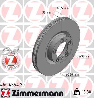 Zimmermann 460.4554.20 - Гальмівний диск autocars.com.ua