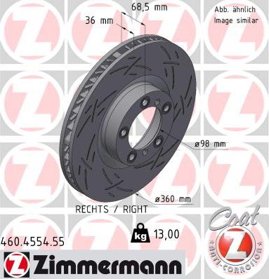 Zimmermann 460.4554.55 - Гальмівний диск autocars.com.ua