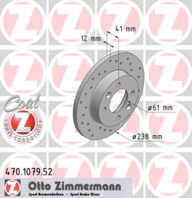 Zimmermann 470.1079.52 - Гальмівний диск autocars.com.ua