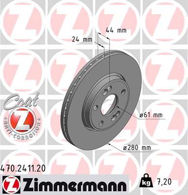 Zimmermann 470.2411.20 - Гальмівний диск autocars.com.ua