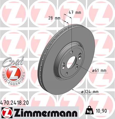 Zimmermann 470.2418.20 - Гальмівний диск autocars.com.ua