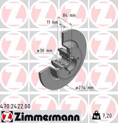 Zimmermann 470.2422.00 - Гальмівний диск autocars.com.ua