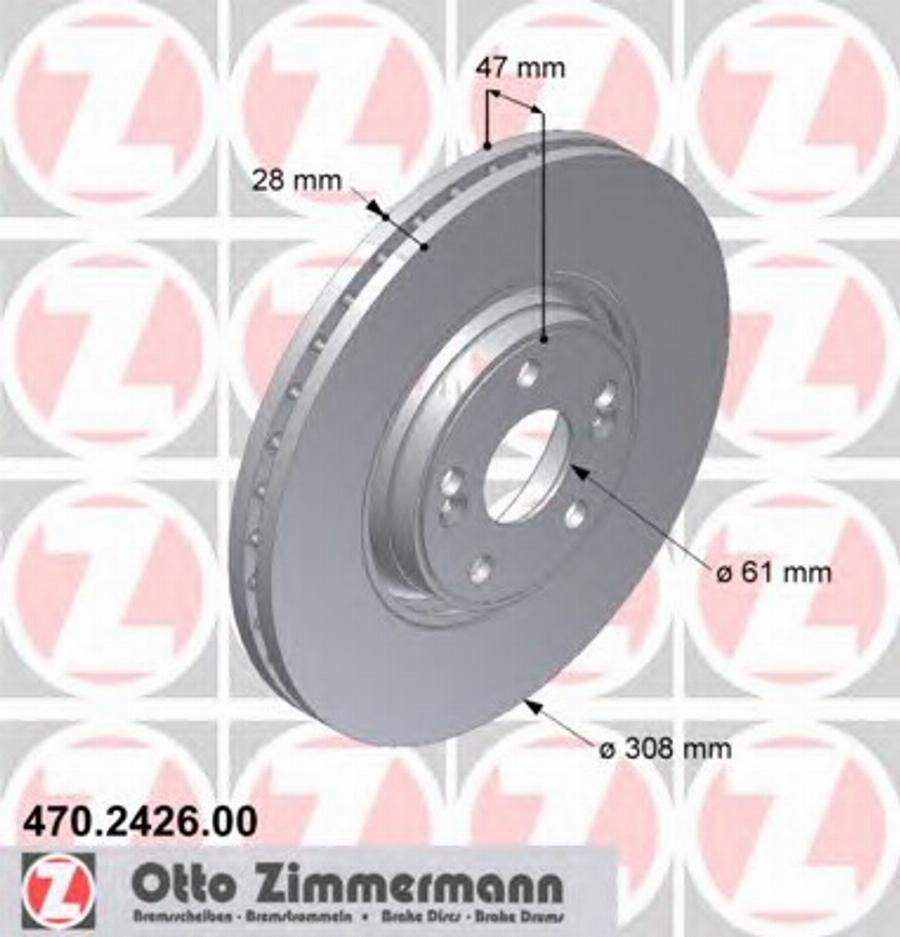 Zimmermann 470.2426.00 - Гальмівний диск autocars.com.ua