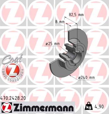 Zimmermann 470242820 - Тормозной диск autodnr.net