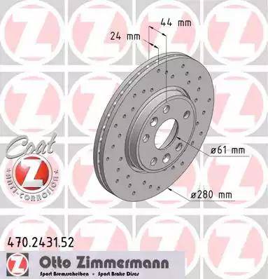 Zimmermann 470.2431.52 - Гальмівний диск autocars.com.ua