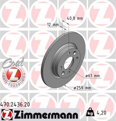 Zimmermann 470.2436.20 - Тормозной диск autodnr.net