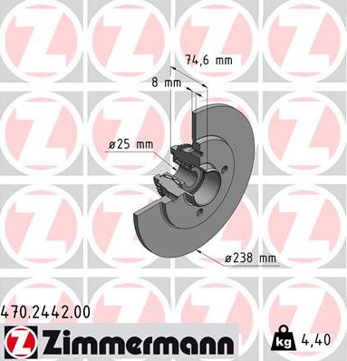 Zimmermann 470.2442.00 - Гальмівний диск autocars.com.ua