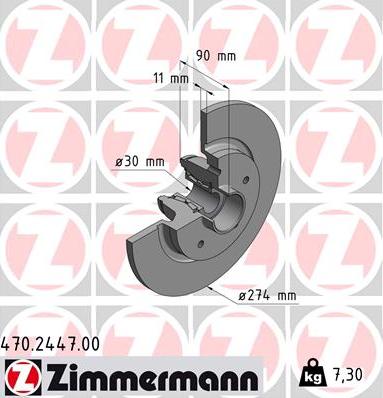 Zimmermann 470.2447.00 - Тормозной диск avtokuzovplus.com.ua