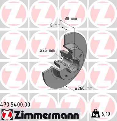 Zimmermann 470.5400.00 - Гальмівний диск autocars.com.ua