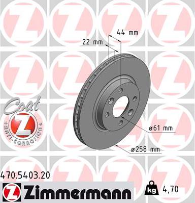 Zimmermann 470.5403.20 - Гальмівний диск autocars.com.ua
