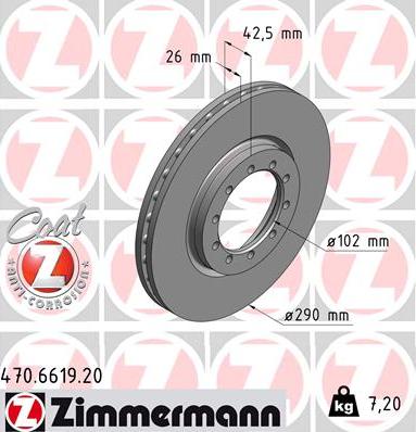 Zimmermann 470.6619.20 - Гальмівний диск autocars.com.ua