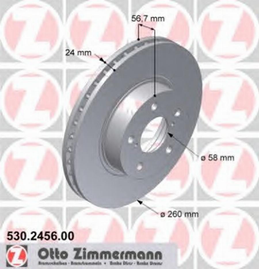 Zimmermann 530 2456 00 - Тормозной диск autodnr.net