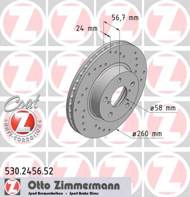 Zimmermann 530.2456.52 - Тормозной диск avtokuzovplus.com.ua