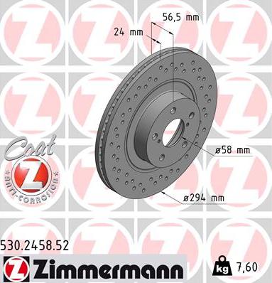 Zimmermann 530.2458.52 - Гальмівний диск autocars.com.ua