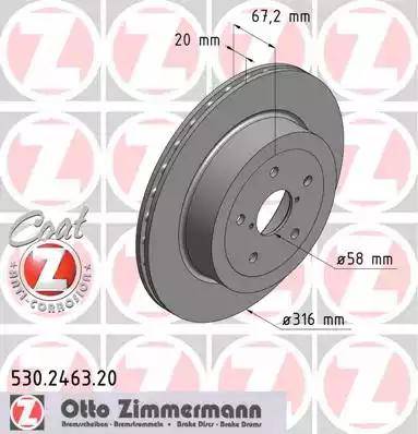 Zimmermann 530.2463.20 - Тормозной диск avtokuzovplus.com.ua