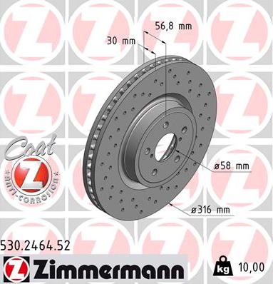 Zimmermann 530.2464.52 - Тормозной диск avtokuzovplus.com.ua