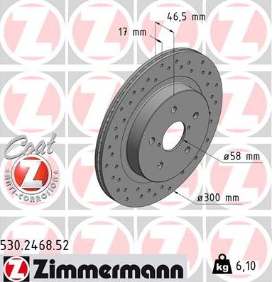 Zimmermann 530.2468.52 - Тормозной диск avtokuzovplus.com.ua