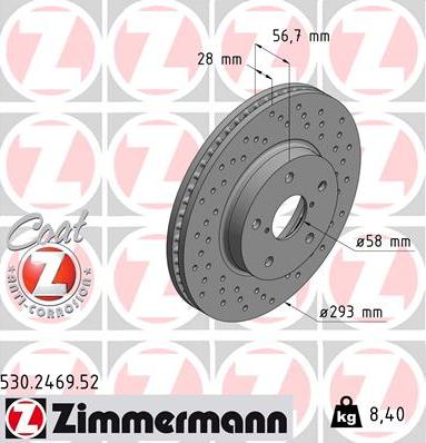 Zimmermann 530.2469.52 - Гальмівний диск autocars.com.ua