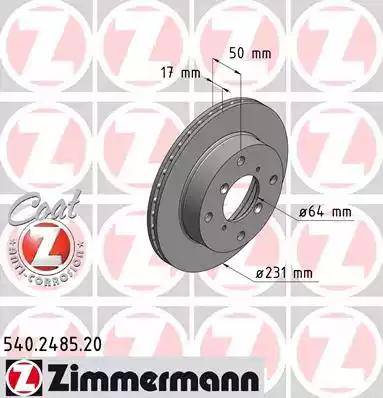 Zimmermann 540.2485.20 - Гальмівний диск autocars.com.ua