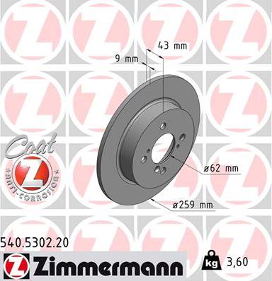 Zimmermann 540.5302.20 - Тормозной диск autodnr.net