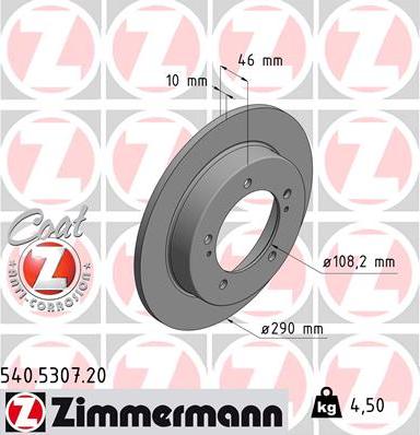 Zimmermann 540.5307.20 - Гальмівний диск autocars.com.ua