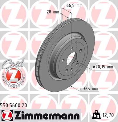 Zimmermann 550.5600.20 - Гальмівний диск autocars.com.ua